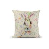 Vixar Hare, bunny Rabbit Watercolour Rainbow Art Linnen Cushion With