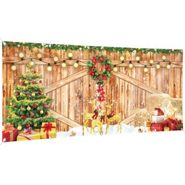 Christmas Garage Door Banner, 16 x 7ft Merry Christmas Garage Cover Large Xmas Party Background Decoration for Photography, Holiday Photo Booth Props Outdoor Hanging Decor for Winter Supplies