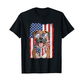 Boxer Dog 4th of July Dog Patriotic USA Flag Man Woman T-Shirt