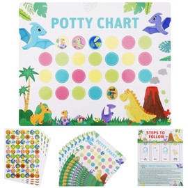 10 Sheet Potty Training Chart, Cute Potty Reward Chart with 280pcs Stickers Fun Motivating Reusable Potty Training Toilet Sticker Chart for Toddlers Boys Girls (Dinosaur Style)