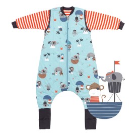 Schlummersack All-Year Round Sleeping Bag with Feet, 90 cm, 2.5 Tog, Pirate, Children’s Sleeping Bag with Extended Cuffs for a Height of 90–100 cm