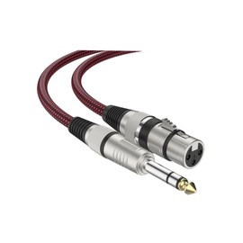 XLR Female to 6.35mm TRS Cable 1/4" TRS 6.35mm Braided Ojack 3 Pin Stereo Cable for Consoles, Amplifiers, Microphones, Speakers, DJ Devices, Audio Consoles and More 1M