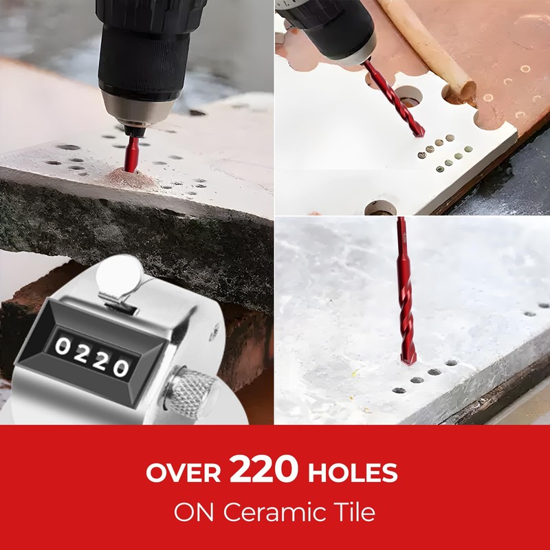 Keewaki Masonry Drill Bit Set - 10-Piece Hex Shank Set