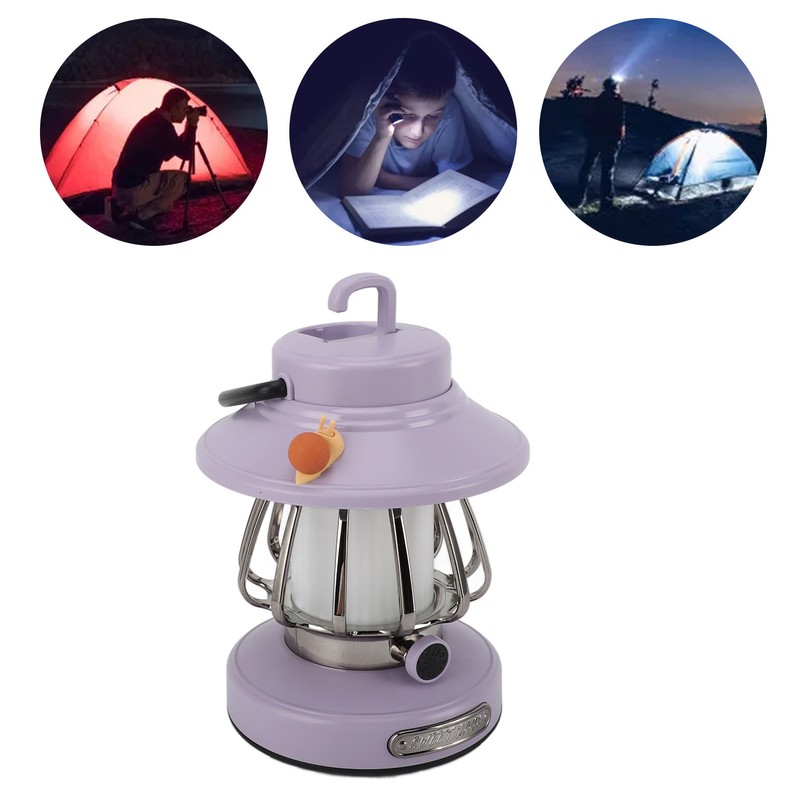 Retro Rechargeable Camping Lantern Infinite Dimming 3 Level Color Temperature