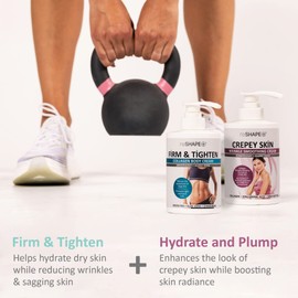 Reshape Collagen Body Cream + Crepey Skin Treatment Lotion Moisturizer Skin Care Set, Crepey Skin Cream Targets Wrinkles & Sagging Skin While Collagen Hydrates + Tightens Skin, 15 Fl Oz (Pack of 2)