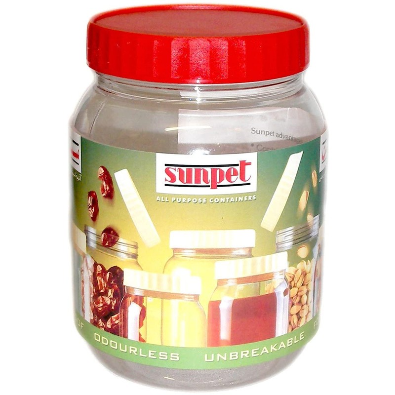Sunpet J1500 Large Red Top Plastic Food Storage Canister Size