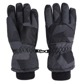 LULLABY KIDS Kids Winter Gloves Snow Gloves Boys Winter Gloves Windproof Youth Winter Ski Snow Snowboard Riding Ski Gloves, Black Stripes, L(10-12Y)