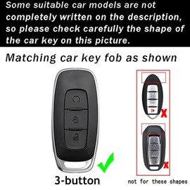 ontto Key Fob Skin Compatible with Nissan 2023 2024 Smart Remote Key Cover Keyless Entry Key Case Metal and Leather Key Shell for Rogue Pathfinder X-Trail Versa Kicks Ariya Qashqai Teana Black