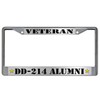 DD-214 Alumni Veteran Metal License Plate Frame (Chrome, 6 x