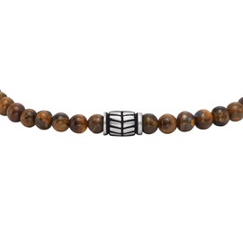 Fossil Men's Stainless Steel Bead Bracelet with Slider Clasp, Stainless Steel, No gemstone
