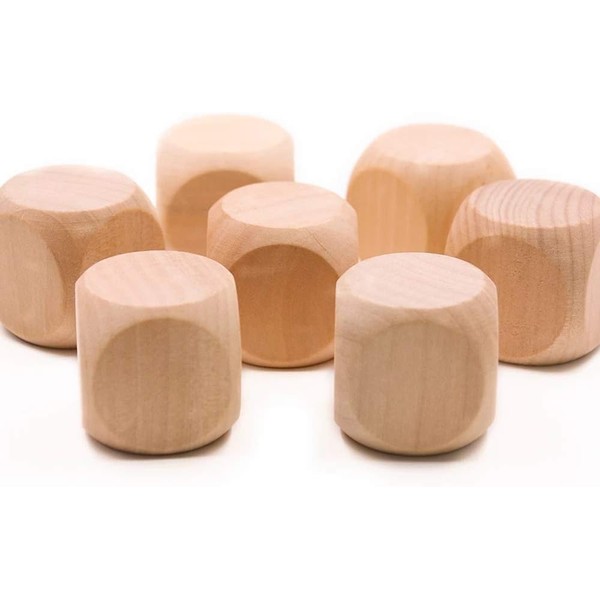 10 Pcs Wooden Dice, 6 Sided Blank Dice Round Corner