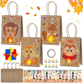 Lets Joy Lanterns Craft Set for Children, 4 Thanksgiving Paper Lanterns with LED, Thanksgiving Lantern Set for DIY Crafts, Autumn Decoration for Crafts, DIY Paper Lanterns, Autumn Decoration