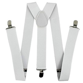Golden Beads ADJUSTABLE BRACES MENS WOMENS UNISEX TROUSER ELASTIC Y-BACK SUSPENDERS CLIPON (White)