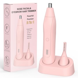 Nose Hair Trimmer, Rechargeable Nose Hair Trimmer, 2-in-1 Set, Ear Hair Trimmer with Double Cutting Blades, Professional Painless Eyebrows and Facial Hair Trimmer S001