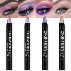 Kaely Set de 4 Pcs de Sombra de Ojos Crema para Ojos, Rosa Violeta Claro Vioiet Mocha Beige, Lápiz de Maquillaje Brillo Brillo de Ojos, Lápiz de...   