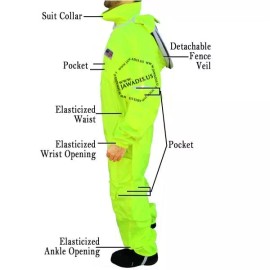 Jawadis USA Fluorescent Yellow Full Bee Suit - L Size Beekeeping Protective Gear