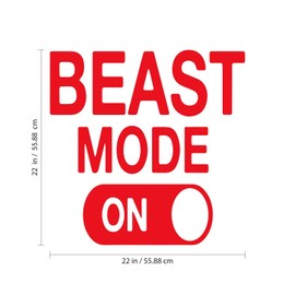 Beast Mode Motivational Gym Wall Art Decal Quote - 22" x 22" Decoration Vinyl Sticker (Red)