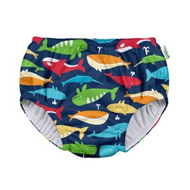 i play. by green sprouts baby boys Pull-up Reusable Absorbent Swimsuit and Toddler Swim Diaper, Navy Whale League, 12 Months US