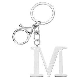 [PATIKIL] Initial Letter Key Chain Alphabet A-Z Keychain Initial Key Ring Cute Metal Alphabet Key Ring for Key Handbag Backpack Silver (M)