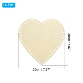 PATIKIL 8" x 8" Crochet Basket Bottom, 6Pcs Heart Shape Blank Crochet Knitting Wooden Base for DIY Craft Weaving Basket Making Supplies Home Decoration