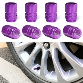 Ziciner 8 PCS Car Tire Valve Stem Caps, Aluminum Alloy Wheel Valve Covers with Rubber O-Ring, Corrosion Resistant Leak-Proof Tire Air Cap Set, Universal for SUV, Truck, Motorcycle, Bike (Purple)