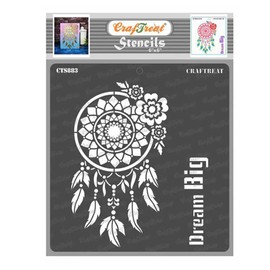 CrafTreat Reusable Dream Catcher Stencil 6x6 Inch for painting on Wood, Canvas, Paper, Fabric, Floor, Wall and Tile - DIY Art and Craft Stencils for Home Decor