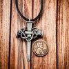 FORGIVEN JEWELRY Nail Cross Crown of Thorns Large Mens Pewter
