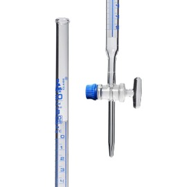 EISCO Lab Burette, 50mL - Schellbach Design for Accurate Miniscus Reading - Class B - 0.1mL Blue Graduations - Glass Stopcock - Borosilicate Glass Buret