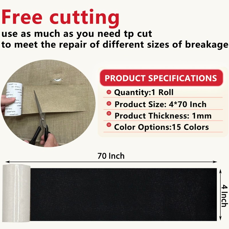 Gheeidau Linen Repair Tape 4x70 Inch Self-Adhesive Couch Patch Repair