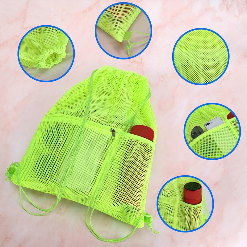 NATURAL STYLE 2 PACK Mesh Drawstring Backpack Bag, Multifunction Mesh