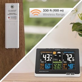 La Crosse Technology Advanced Weather Station with Full-Color LCD & Atomic Time - Monitor Indoor/Outdoor Conditions with Temperature Alerts and Humidi