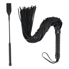 Látigo de Cuero Sintético HomeChi para Equitación y Cosplay Negro                                                                                     