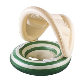 HYNTOOR Baby Swim Ring for Children, Foot Mount, Removable Sunshade, UV Protection, Float with Handle, For Toddlers, Pools, Swimming Ring, Strong Buoyancy, 1 - 4 Years, 50.9 lbs (23 kg) (Green)