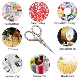 Vintage Sewing Set Scissors Stainless Steel Cross Stitch Antique Sewing Scissors Embroidery Scissors Multifunctional DIY Crafts Scissors Craft Accessories for Sewing Embroidery (Bronze)