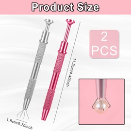 2 Pcs Piercing Ball Grabber Tools- Piercing Tweezers,Piercing Tweezers Holder Pen Tool with 4-Prongs Claw for Jewelry Craft,Piercing Ball Screw Tool for Small Parts Pearl Jewelry Electronic Component