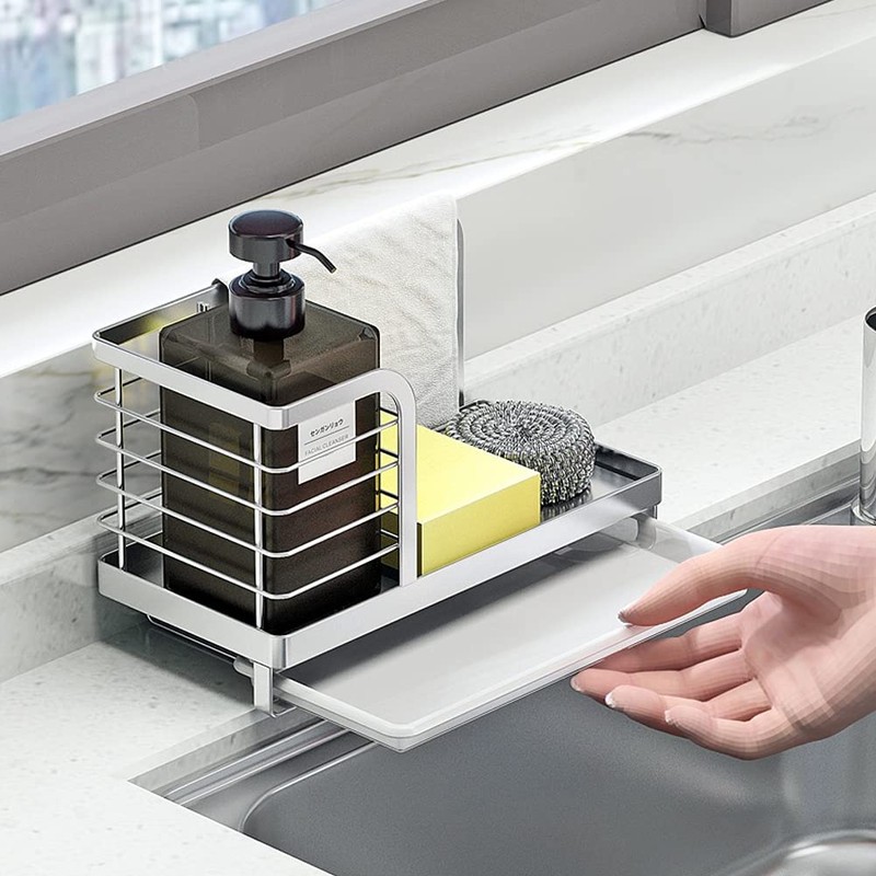 Countertop Dish Soap Holder, Kitchen Sink Caddy Organizer,Sponge Holder for