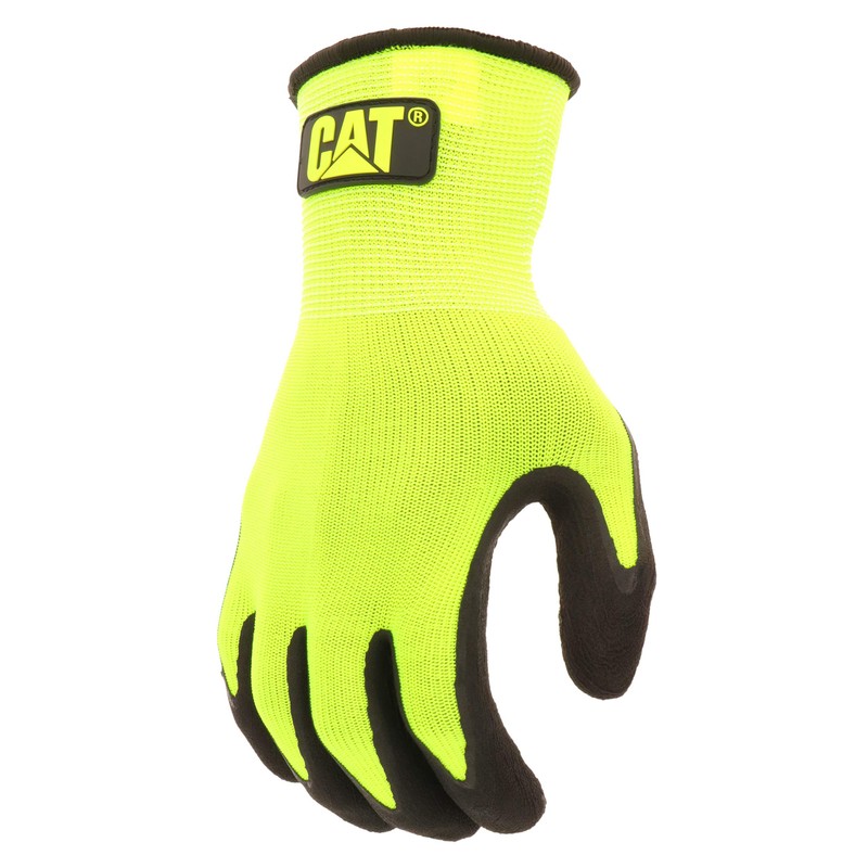 Cat® CAT017411L High Visibility Work Gloves – Large, Dip Textured