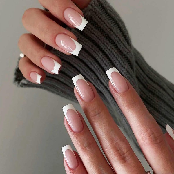 Press on Nails Short 24 Pieces Square Nails for Sticking