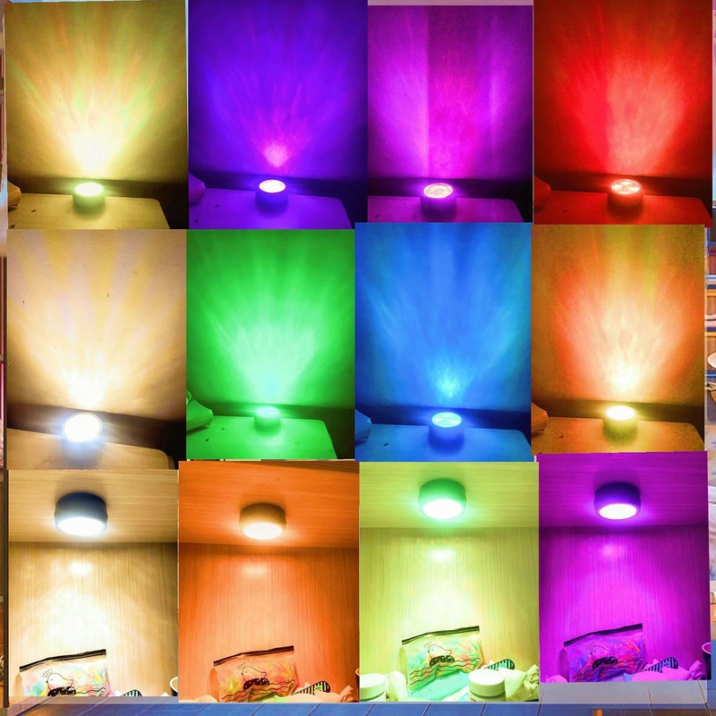 RGB Puck Lights with Remote Control Battery Powered Easy To