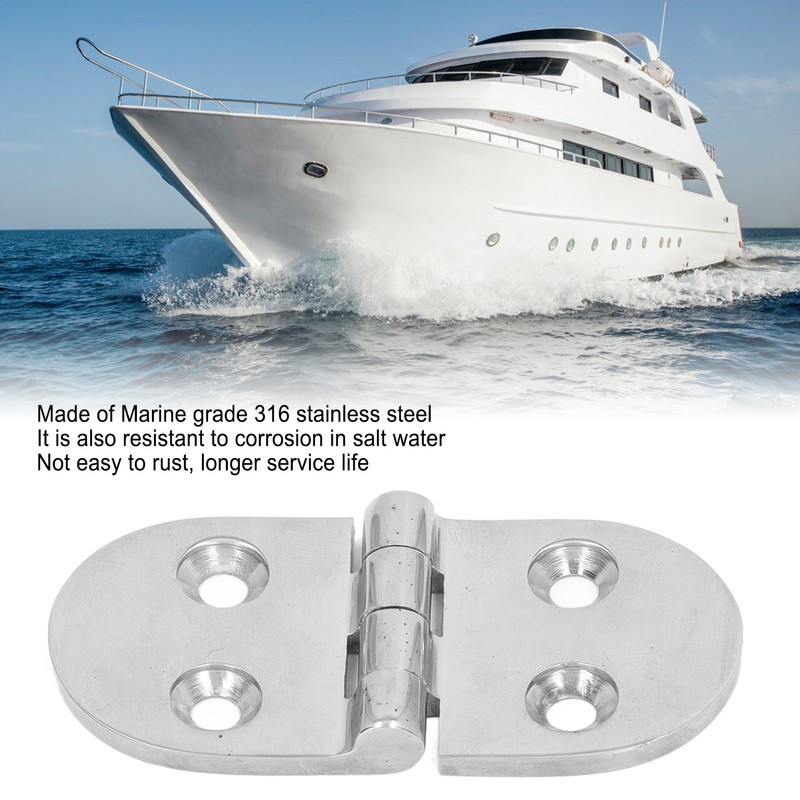 4PCS Door Hinge Silver 4 Holes 316 Stainless Steel Oval