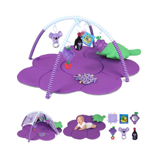 Heypappy Tummy Time Mat, 9-in-1 Grape Baby Play Gym Mat,