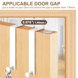 JUKFITA Heavy-Duty Over The Door Hooks, 2 Pack Over Door Hook fit 1-3/4" Thick Doors, Single Metal Door Hanger Hooks for Hanging Towel Clothes Coat Bags with 4 Furniture Pads, White