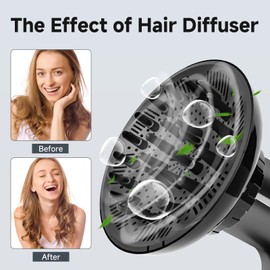 Hair Diffuser, Diffuser Attachment for Hair Dryer, Hair Diffuser for Curly Hair, Universal Diffuser for 1.4-2.6" Hair Blow Dryer Long Thick Curly Wavy Hair, Hair Attchment for Women, Black | meborll