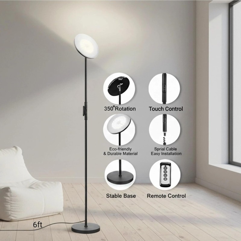 JOOFO Floor Lamp,30W/2400LM Sky LED Modern Torchiere 3 Color Temperatures