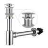Miraga Bathroom Sink Stopper P-Trap Complete Set Adjustable 1-1/4 Sink