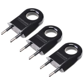 Flat Plug with Round Hole, Plug 230 V, 6 A, Schuko Plug - Flat, Euro Plug, European Flat Plug, Power Plug - Flat, Euro - 2-Pin Flat Plug, 3 Pieces (Black)