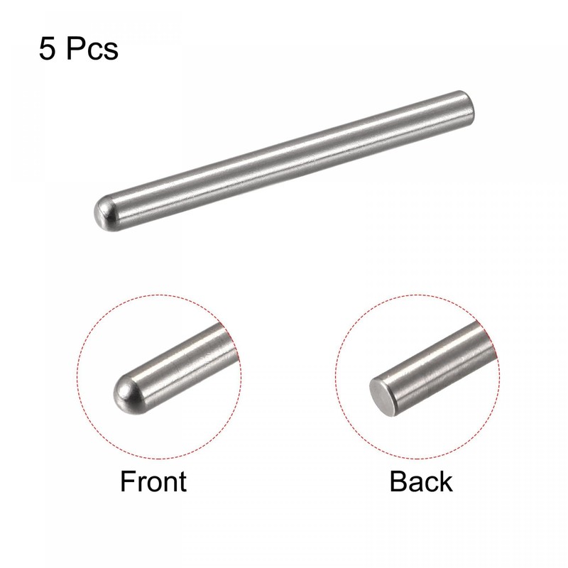 TOP-VIGOR 5Pcs 6mm x 60mm Dowel Pins, 304 Stainless Steel