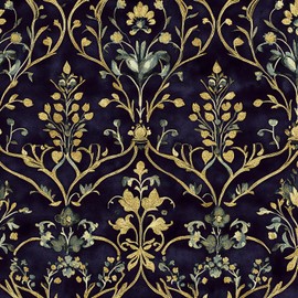 Jeweluck Floral Wallpaper Peel and Stick Wallpaper Vintage Floral Contact Paper 16.9”x196.8” Dark Flower Wallpaper Waterproof Removable Wallpaper Self Adhesive Wall Paper for Bathroom Decorative