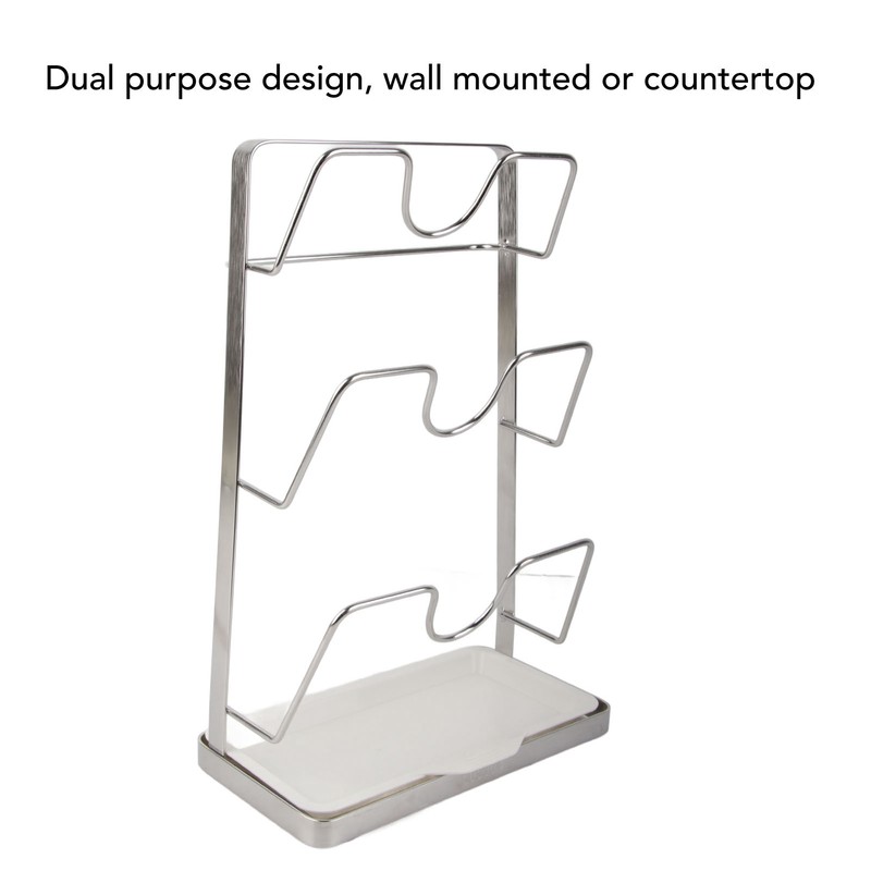 Wall Mounted Pot Lid Rack 304 Stainless Steel Punch Free