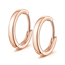 ANNA NUCCI Hoop Earrings 925 Silver, Mother's Day Gift for Mum, Stud Earrings, Gold-Plated Gold/White Gold/Rose Gold, Gifts for Men and Women, Diameter 10/12 mm, Comes in Jewellery Box, Sterling
